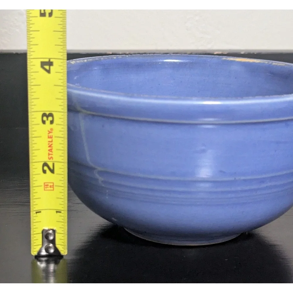 Vintage Sevilla USA Nesting Ringed Mixing Bowls Set of 3 White Brown and‎ Blue